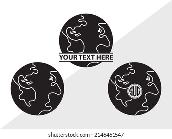 Earth Monogram Printable Vector Illustration