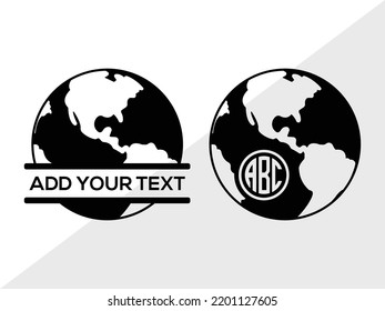 Earth Monogram SVG Printable Vector Illustration