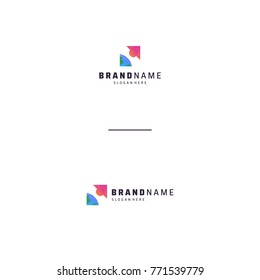 EARTH AND MOON IN BOXES LOGO TEMPLATE
