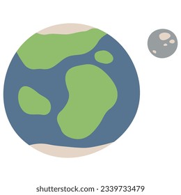 Earth and Moon cute on a white background, vector illustration.