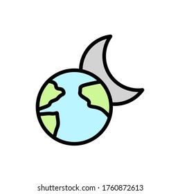 Earth, moon icon. Simple color with outline vector elements of mother earth day icons for ui and ux, website or mobile application