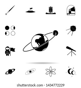 Earth and moon icon. Universal set of space for website design and development, app development