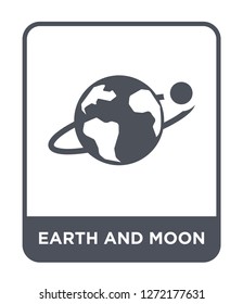 earth and moon icon vector on white background, earth and moon trendy filled icons from Astronomy collection, earth and moon simple element illustration