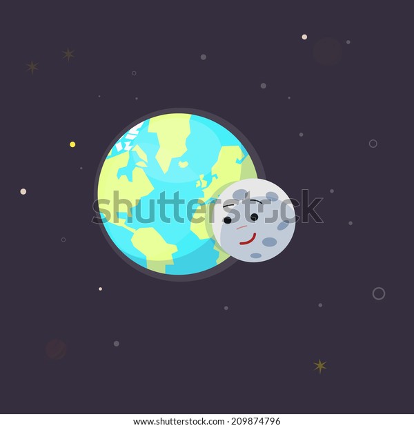 earth and moon. love\
- vector illustration