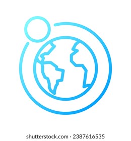 Earth and moon pixel perfect gradient linear vector icon. Planet orbit. Astronomical objects. Solar system. Thin line color symbol. Modern style pictogram. Vector isolated outline drawing