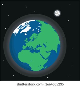 Earth and moon seen from space