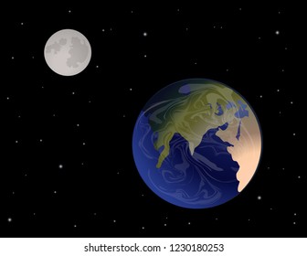 The Earth and the Moon in the space
