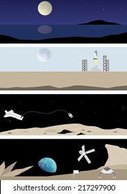 Earth from the Moon Space Landscape