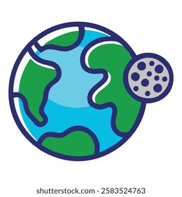 Earth and Moon space view icon isolated vector