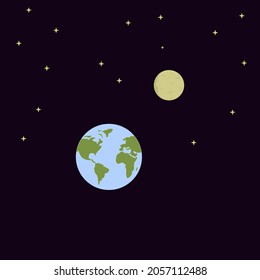 earth, moon, starlight illustration .sains technology template logo vector design