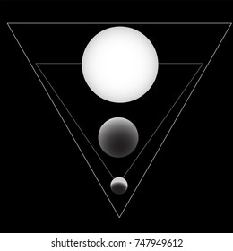 Earth, Moon and Sun in a triangle / orbit / business logo