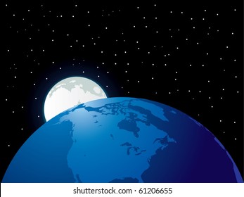 Earth and Moon vector