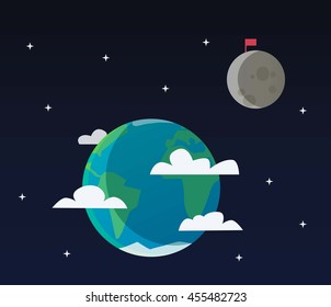 earth and moon- vector illustration