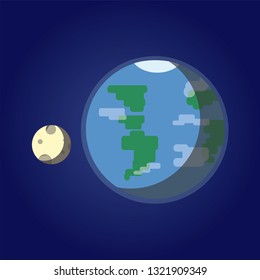 Earth and Moon vector illustration flat