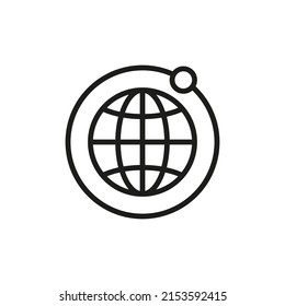 Earth with Moon vector. Earth with satellite moon orbit flat icon
