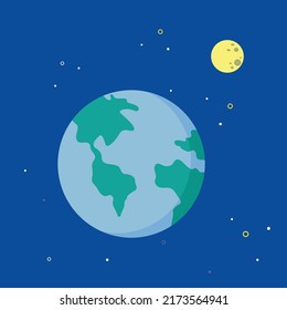 Earth and moon, view from space, illustration