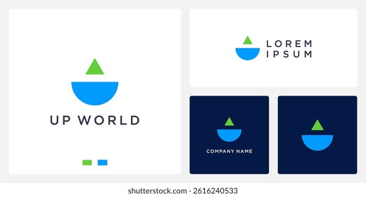 Earth mountain arrow logo design