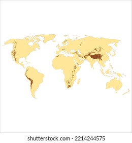 Mapa de la montaña terrestre, mapa de los paisajes mundiales, geografía