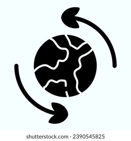 Earth movement solid icon. Rotation of the earth vector illustration isolated on white. Planet with arrows glyph style design, designed for web and app. Eps 10