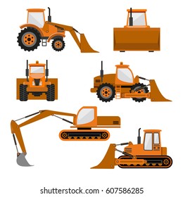 Earth moving machinery. Vector illustration