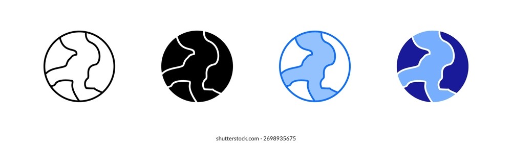 Tierra múltiple estilo icono conjunto Vector