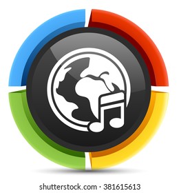 earth, music note icon