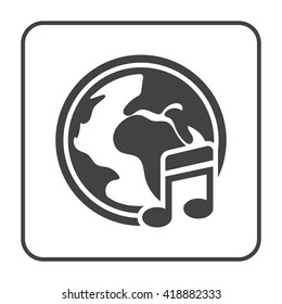 earth, music note icon