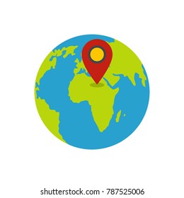 Earth navigation icon. Flat illustration of earth navigation vector icon isolated on white background