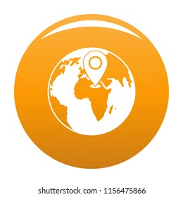 Earth navigation icon. Simple illustration of earth navigation vector icon for any design orange