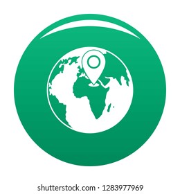 Earth navigation icon. Simple illustration of earth navigation vector icon for any design green
