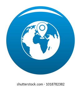 Earth navigation icon vector blue circle isolated on white background 