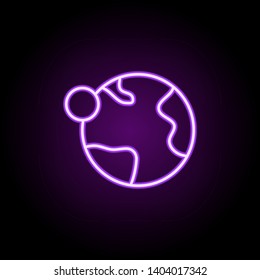 Earth neon icon. Elements of Cartooning space set. Simple icon for websites, web design, mobile app, info graphics