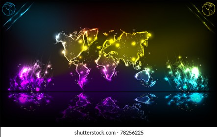 Earth neon light abstract background