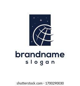earth at night logo design template