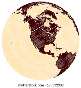 earth north America isolated on a white background