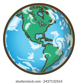 Earth. North and South America and Atlantic and Pacific Oceans. Vector illustration.