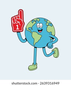 earth number one retro cute illustration