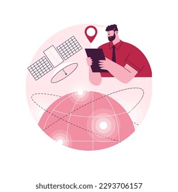 Earth observation abstract concept vector illustration. Space engineering, planetary science, satellite service, geoinformation, applied earth observation, remote sensing abstract metaphor.