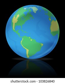 Earth on black, vector, 10eps.