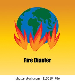 The Earth on Fire disaster Symbol. Vector Illustration in World Crisis concept. Climate Change.