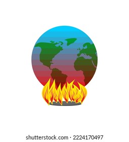 Earth is on fire. Planet Earth is on fire. Vector illustration
