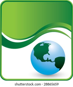 earth on green wave background