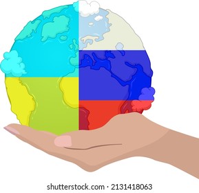 Earth on hand.The Earth on which the flags are depicted.