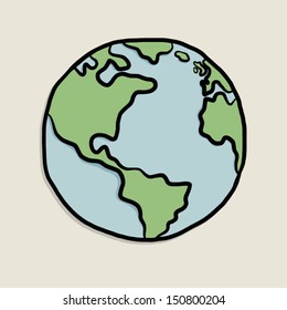 earth on paper / cartoon vector and illustration, isolated on white background.