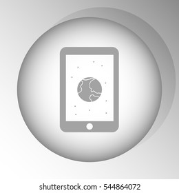Earth on the screen of  smartphone icon