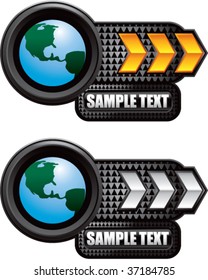 earth on shiny arrow banners