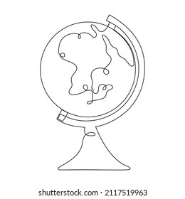 Earth One line drawing icon. Continuous line Globe. Minimalism style. Vector illustration.