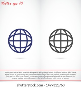 Earth online vector icon. Earth Land online for file transfer. online land geolakatsyaya. Earth online  flat design. Earth web