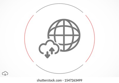Earth online vector icon. Earth Land online for file transfer. online land geolakatsyaya. Earth online flat design. Earth web