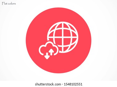 Earth online vector icon. Earth Land online for file transfer. online land geolakatsyaya. Earth online flat design. Earth web